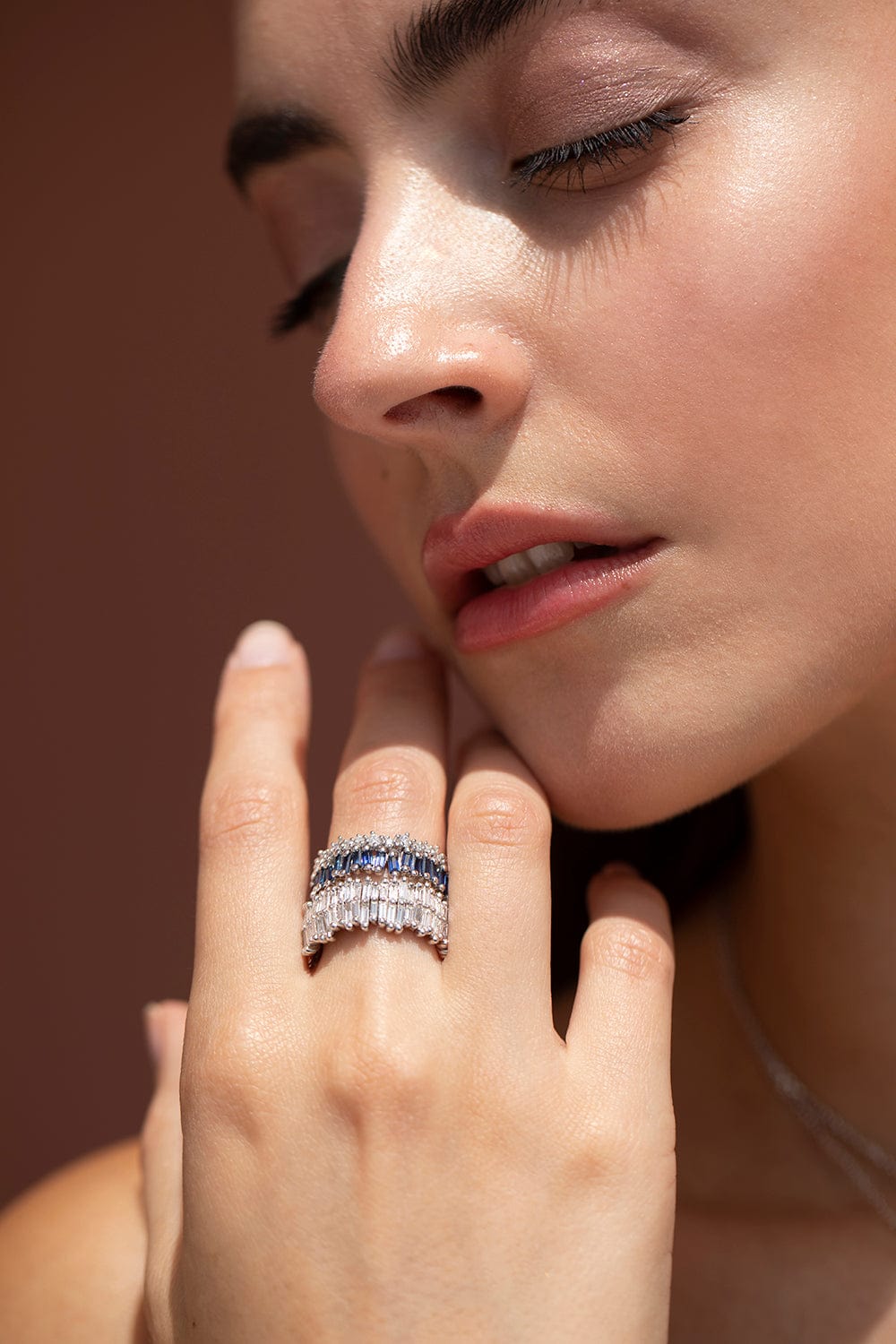 SUZANNE KALAN-Double Diamond Baguette Ring-WHITE GOLD