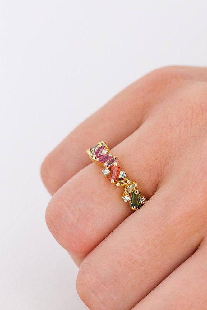 SUZANNE KALAN-Rainbow Sapphire Frenzy Eternity Band-YELLOW GOLD