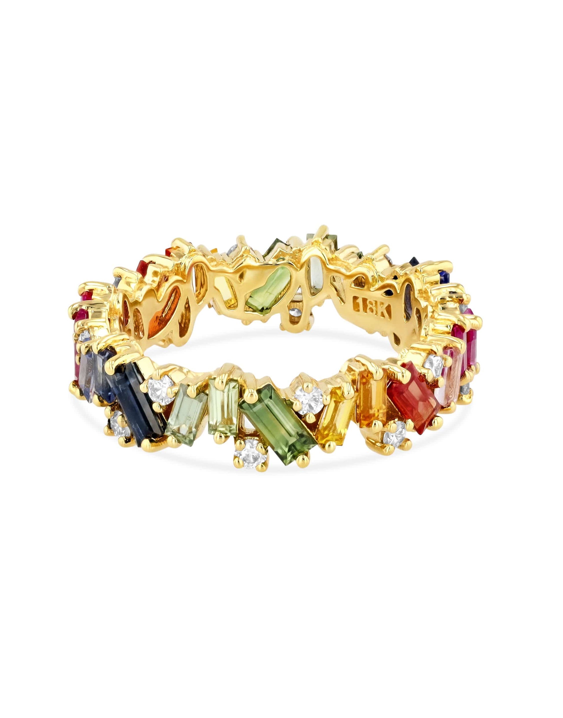 SUZANNE KALAN-Rainbow Sapphire Frenzy Eternity Band-YELLOW GOLD