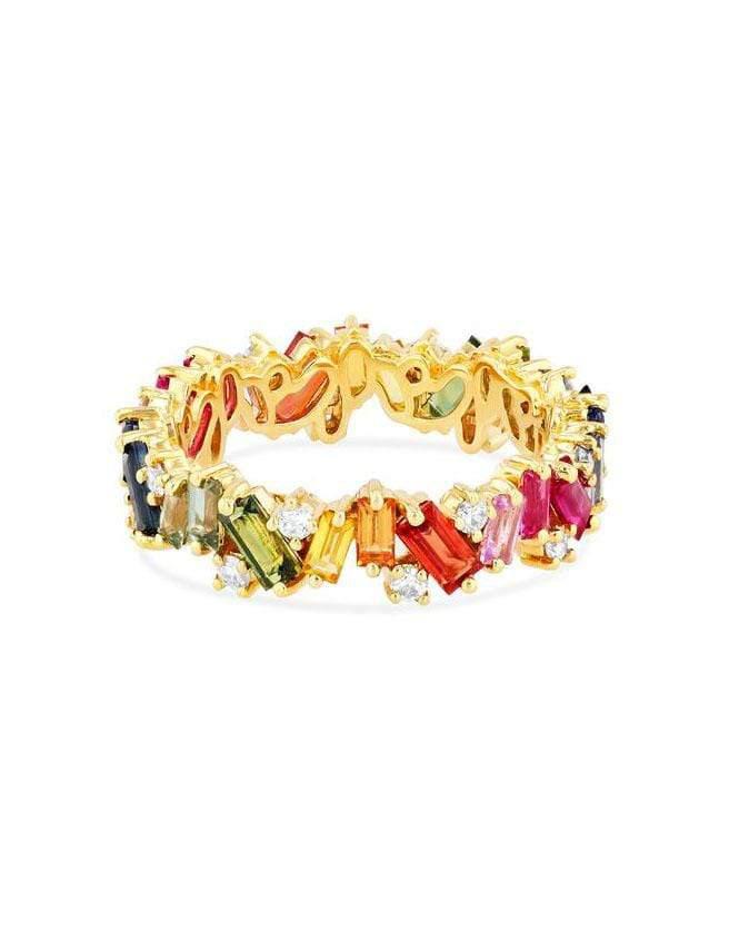 SUZANNE KALAN-Rainbow Sapphire Frenzy Eternity Band-YELLOW GOLD