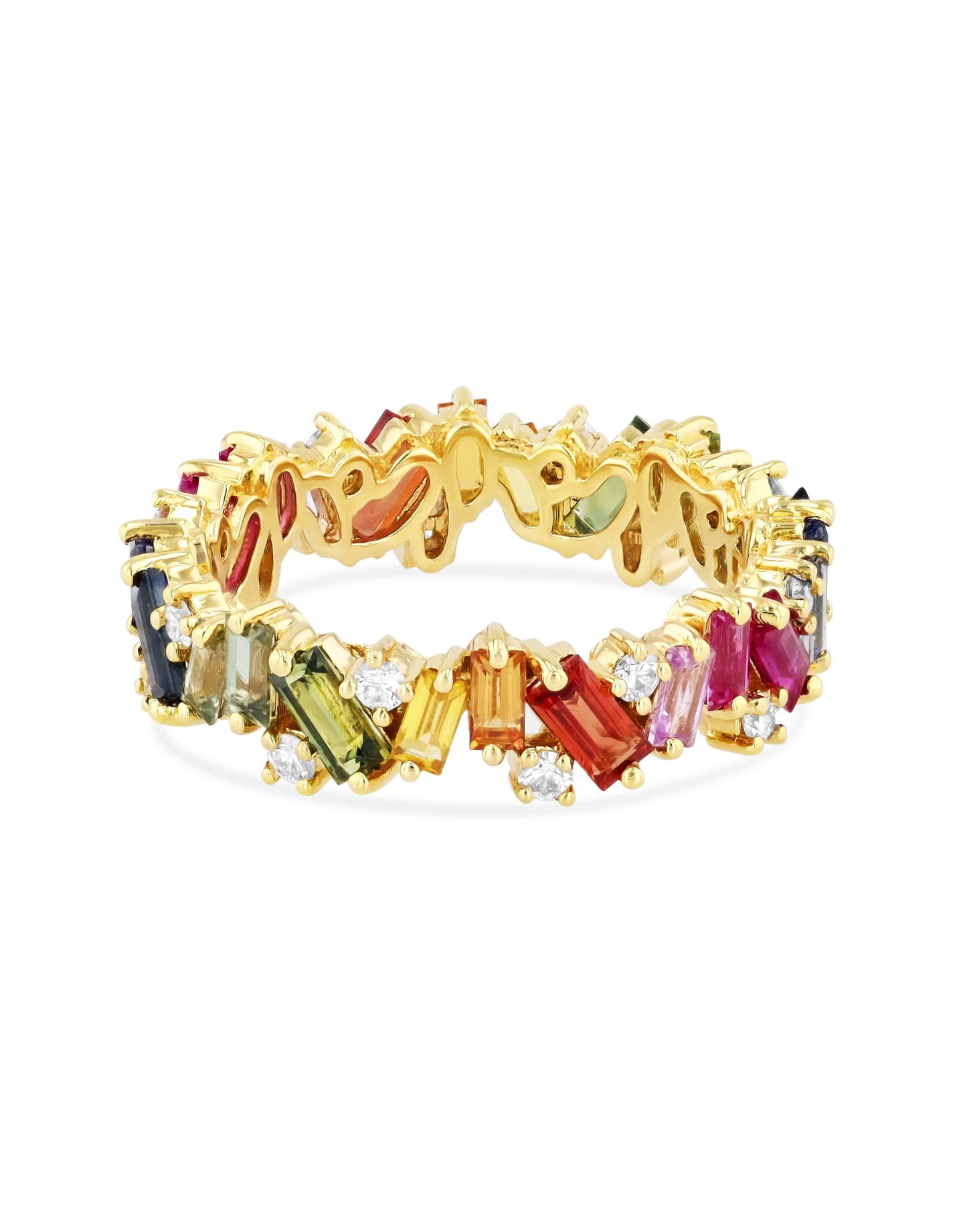 SUZANNE KALAN-Rainbow Sapphire Frenzy Eternity Band-YELLOW GOLD