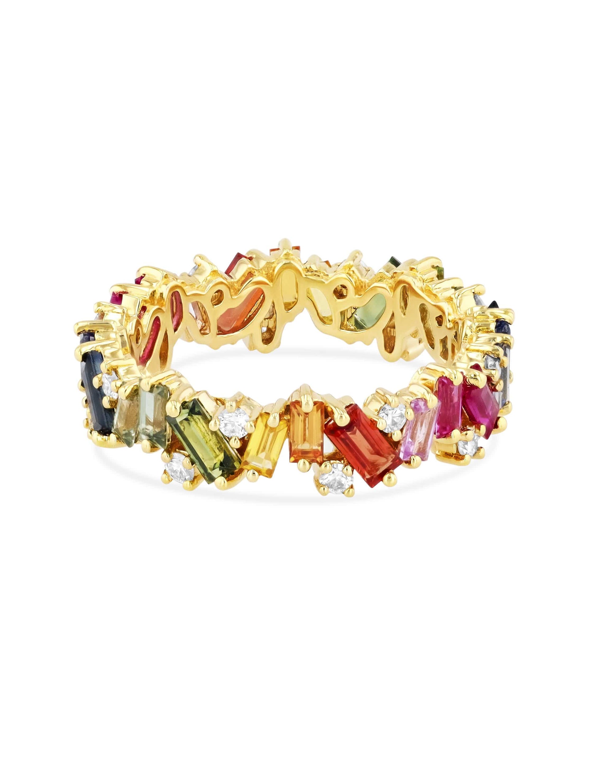 SUZANNE KALAN-Rainbow Sapphire Frenzy Eternity Band-YELLOW GOLD
