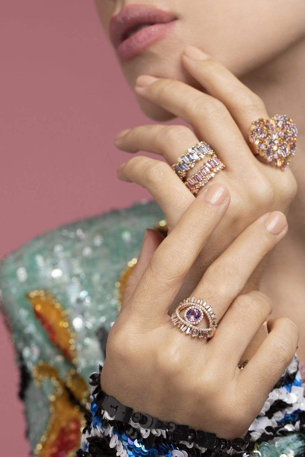 SUZANNE KALAN-Light Blue Sapphire Eternity Ring-YELLOW GOLD