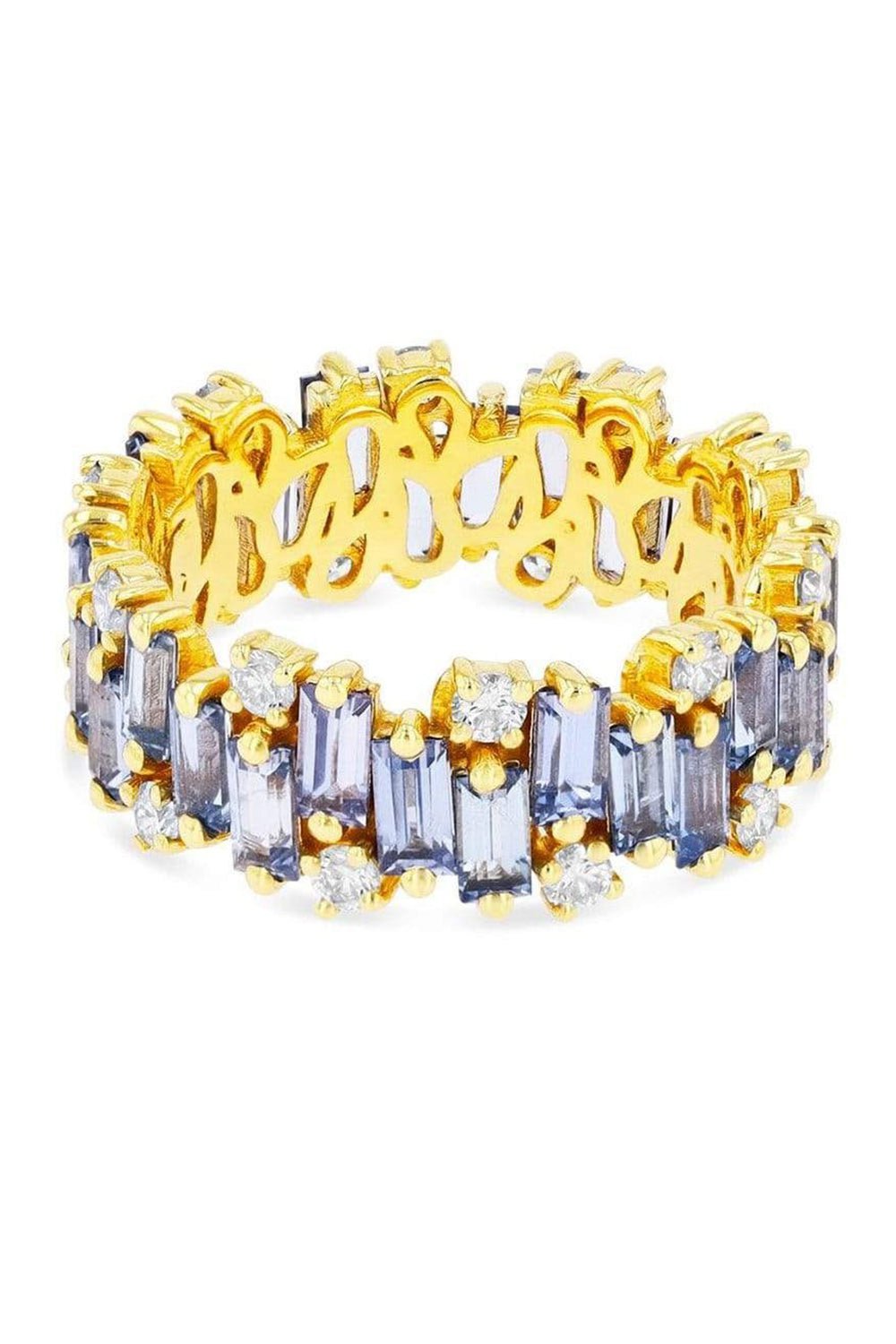 SUZANNE KALAN-Light Blue Sapphire Eternity Ring-YELLOW GOLD