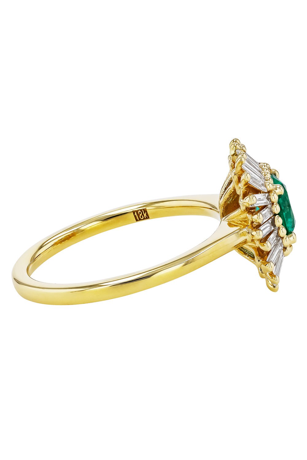 SUZANNE KALAN-Emerald Diamond Baguette Ring-YELLOW GOLD