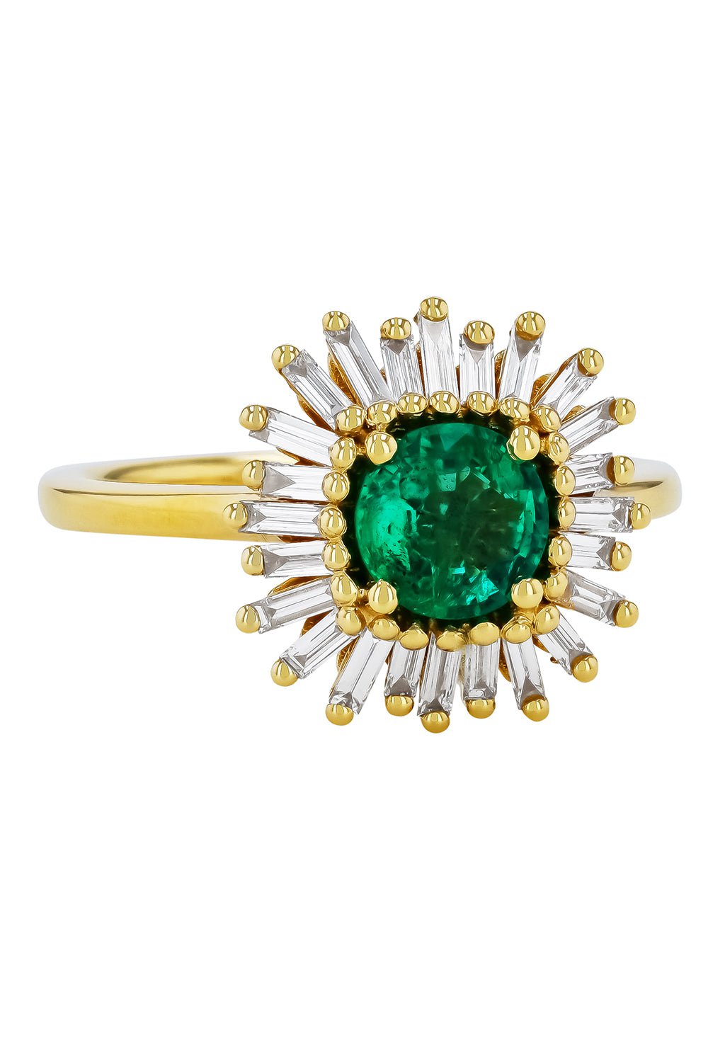 SUZANNE KALAN-Emerald Diamond Baguette Ring-YELLOW GOLD