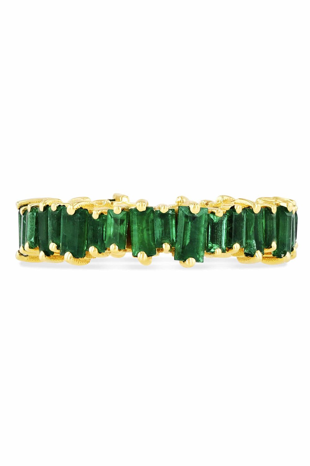 SUZANNE KALAN-Emerald Baguette Eternity Band-YELLOW GOLD