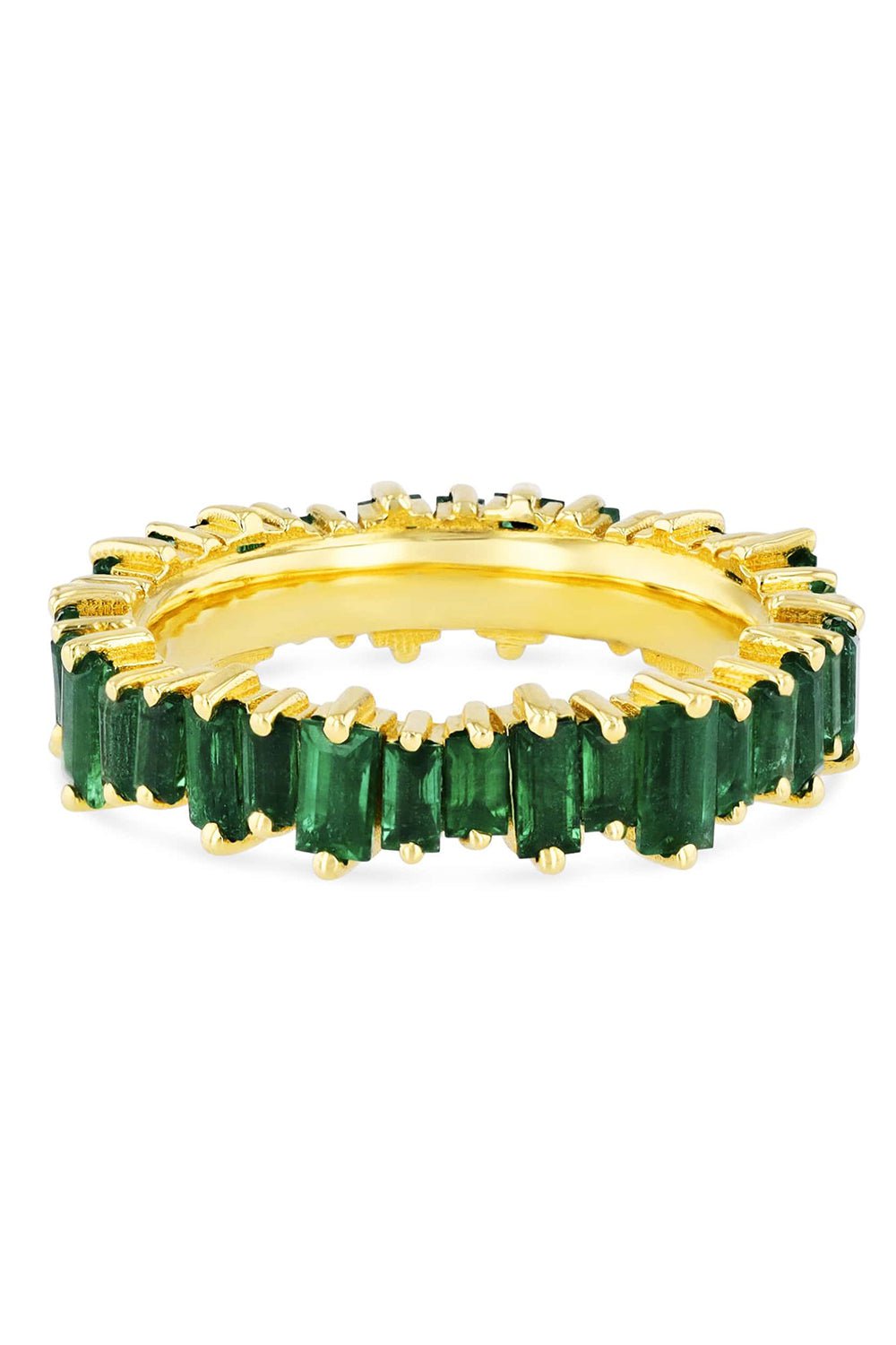 SUZANNE KALAN-Emerald Baguette Eternity Band-YELLOW GOLD