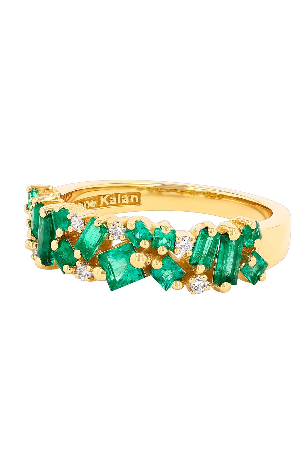 SUZANNE KALAN-Emerald Diamond Baguette Ring-YELLOW GOLD