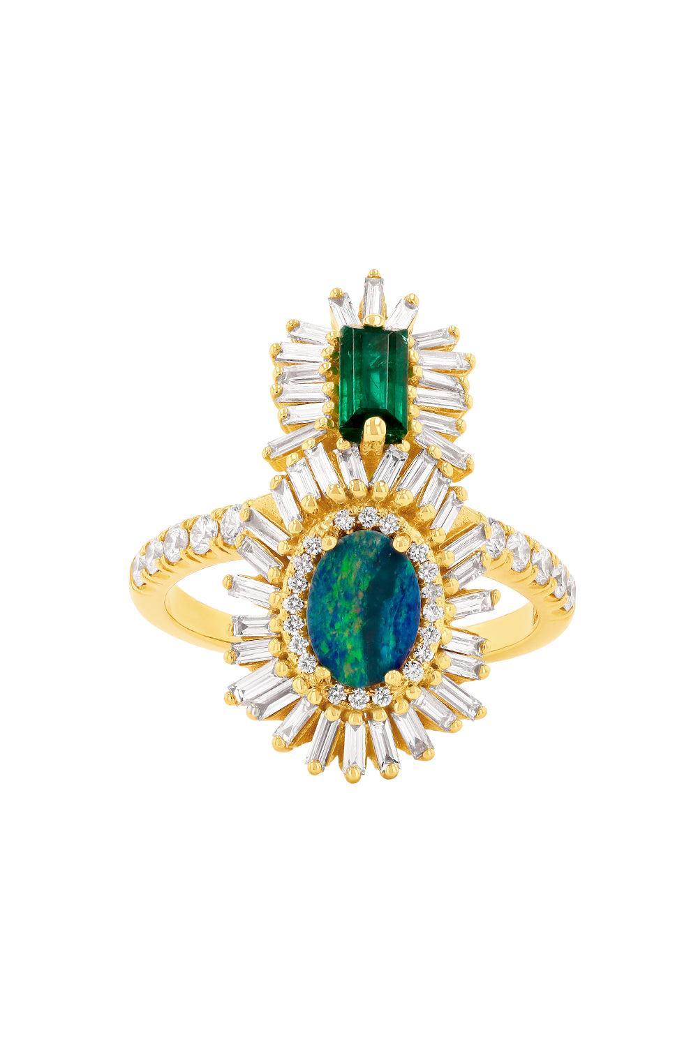 Emerald Opal Cocktail Ring-YELLOW GOLD-6.75-JEWELRYFINE JEWELRING-SUZANNE KALAN