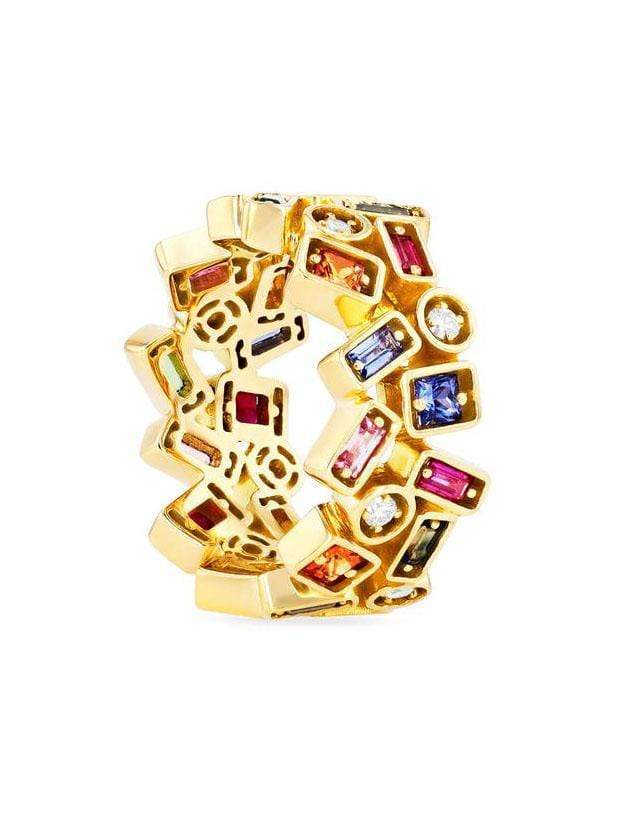 SUZANNE KALAN-Rainbow Mosaic Eternity Band-YELLOW GOLD