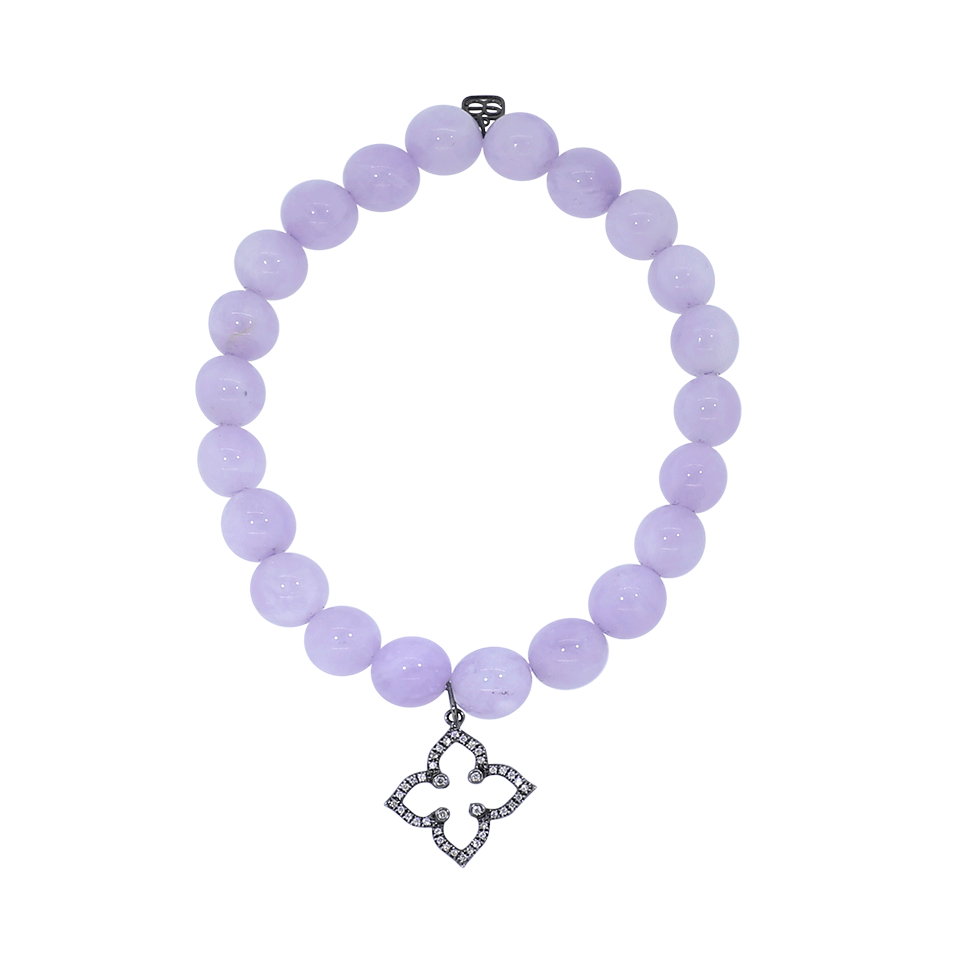 SYDNEY EVAN-Diamond Moroccan Star Lavender Amythest Beaded Bracelet-BLACK GOLD