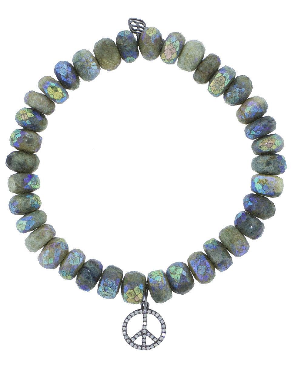 SYDNEY EVAN-Pave Diamond Peace Sign Bracelet-BLACK GOLD