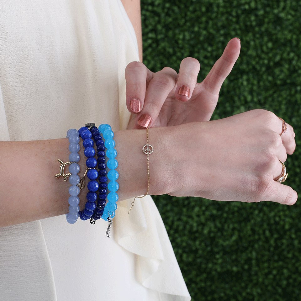 SYDNEY EVAN-Sapphire Disc Lapis Beaded Bracelet-BLACK GOLD