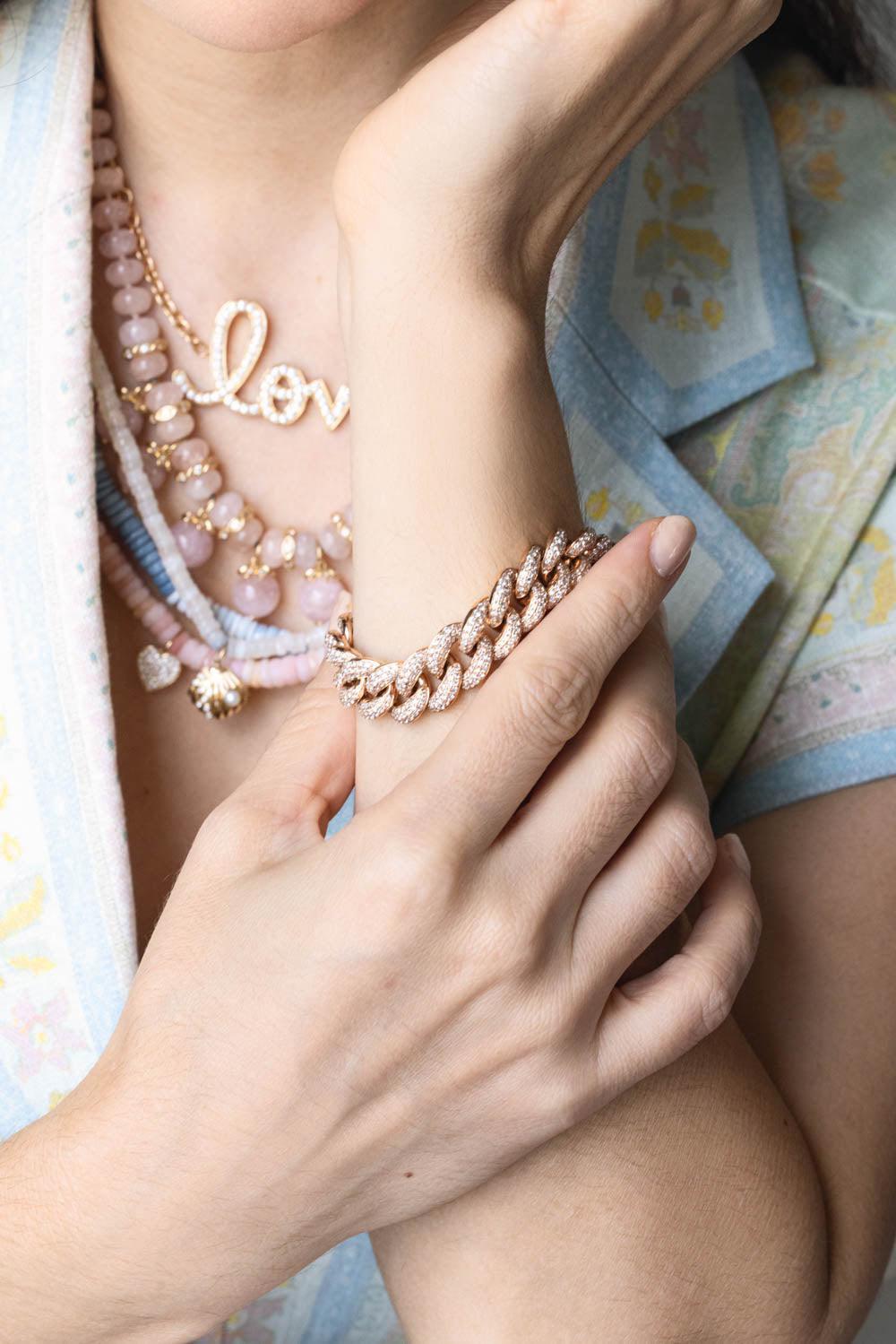 SYDNEY EVAN-Diamond Link Bracelet-ROSE GOLD