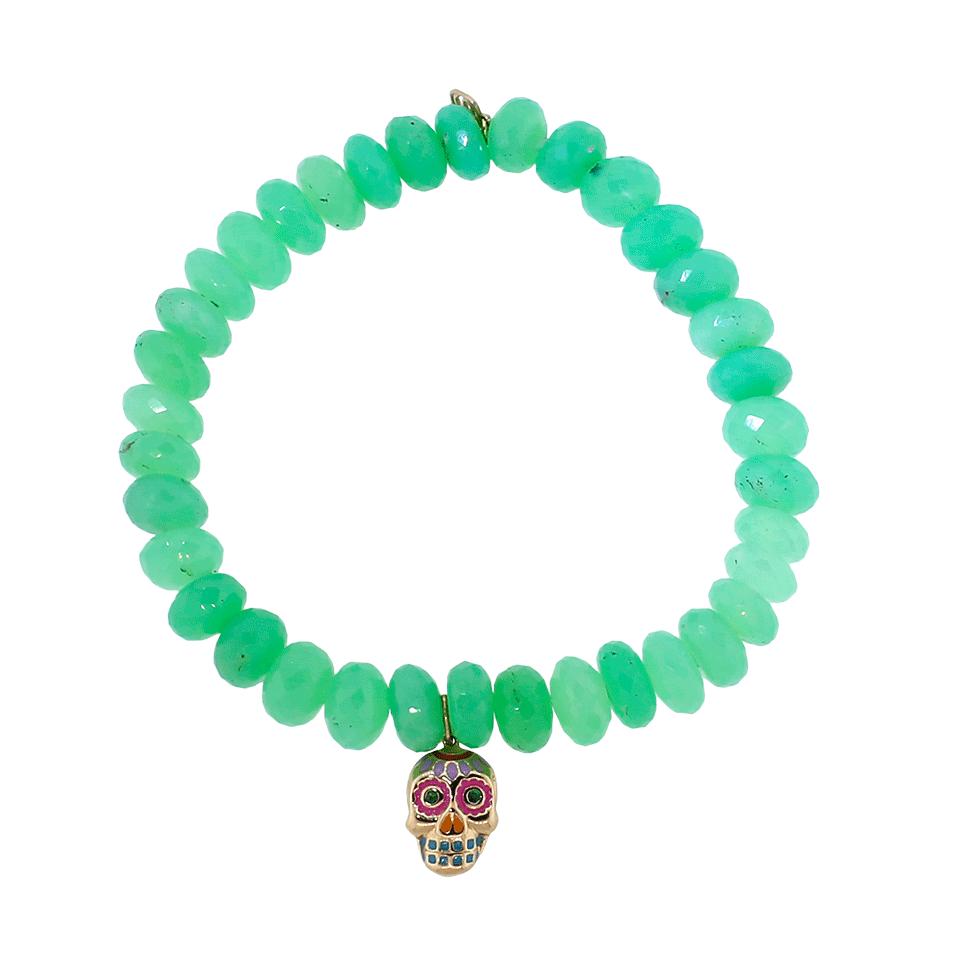 SYDNEY EVAN-Day Of The Dead Skull Chrysoprase Beaded Bracelet-ROSE GOLD