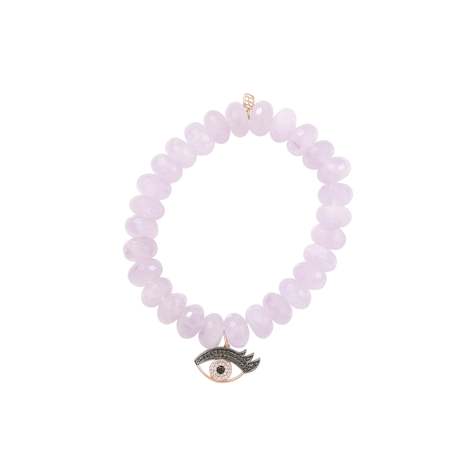 SYDNEY EVAN-Diamond Evil Eye Beaded Bracelet-ROSE GOLD