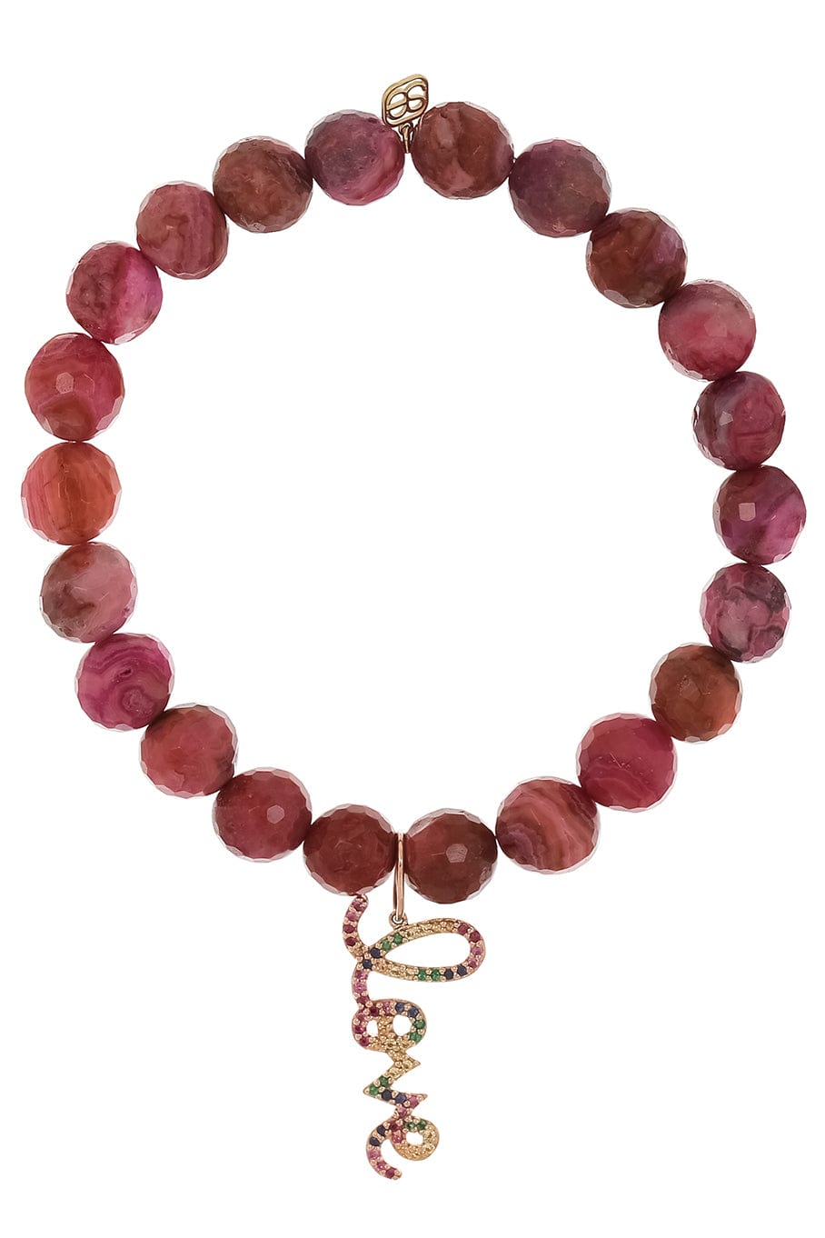 SYDNEY EVAN-Rainbow Love Script Bead Bracelet-ROSE GOLD