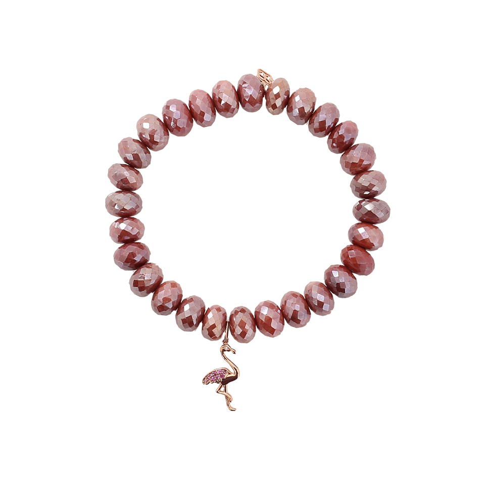 SYDNEY EVAN-Sapphire Flamingo Red Siverite Beaded Bracelet-ROSE GOLD