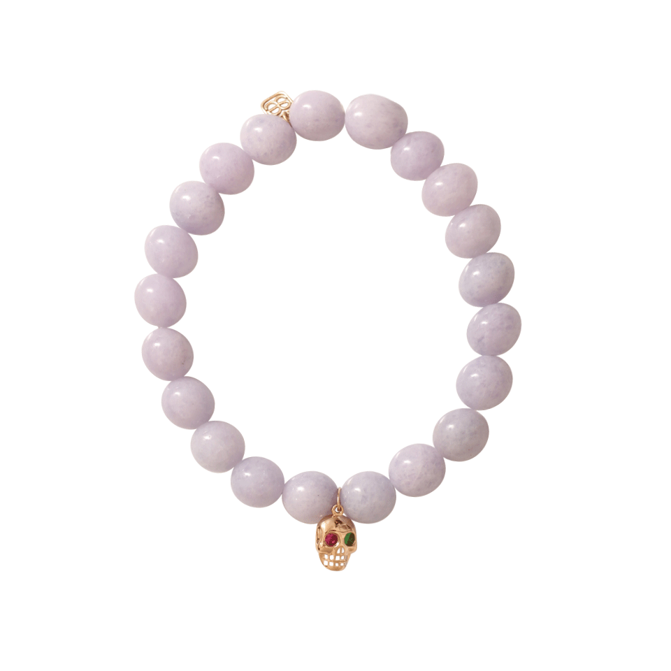 SYDNEY EVAN-Skull Charm Beaded Bracelet-ROSE GOLD