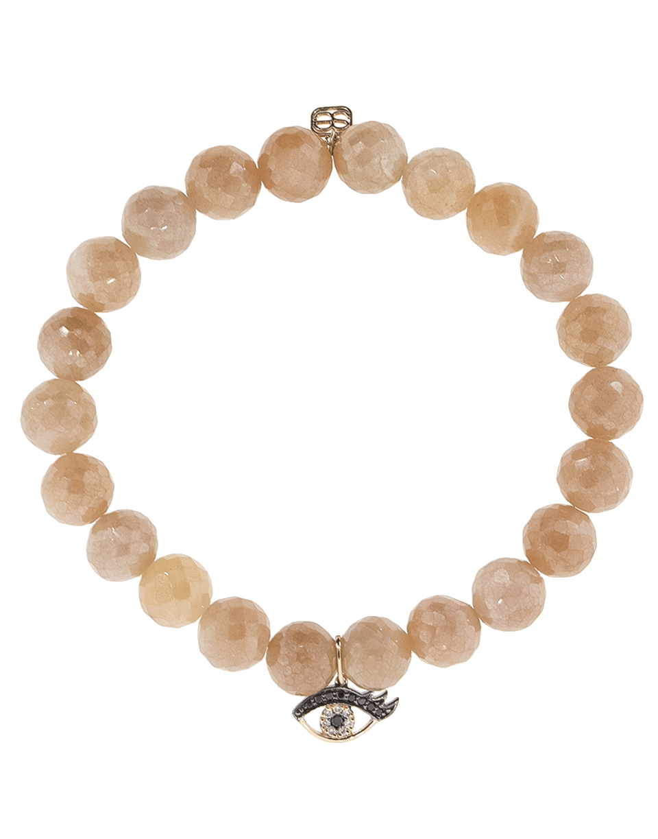 SYDNEY EVAN-Small Pave Eyelash Evil Eye Charm Bracelet-ROSE GOLD