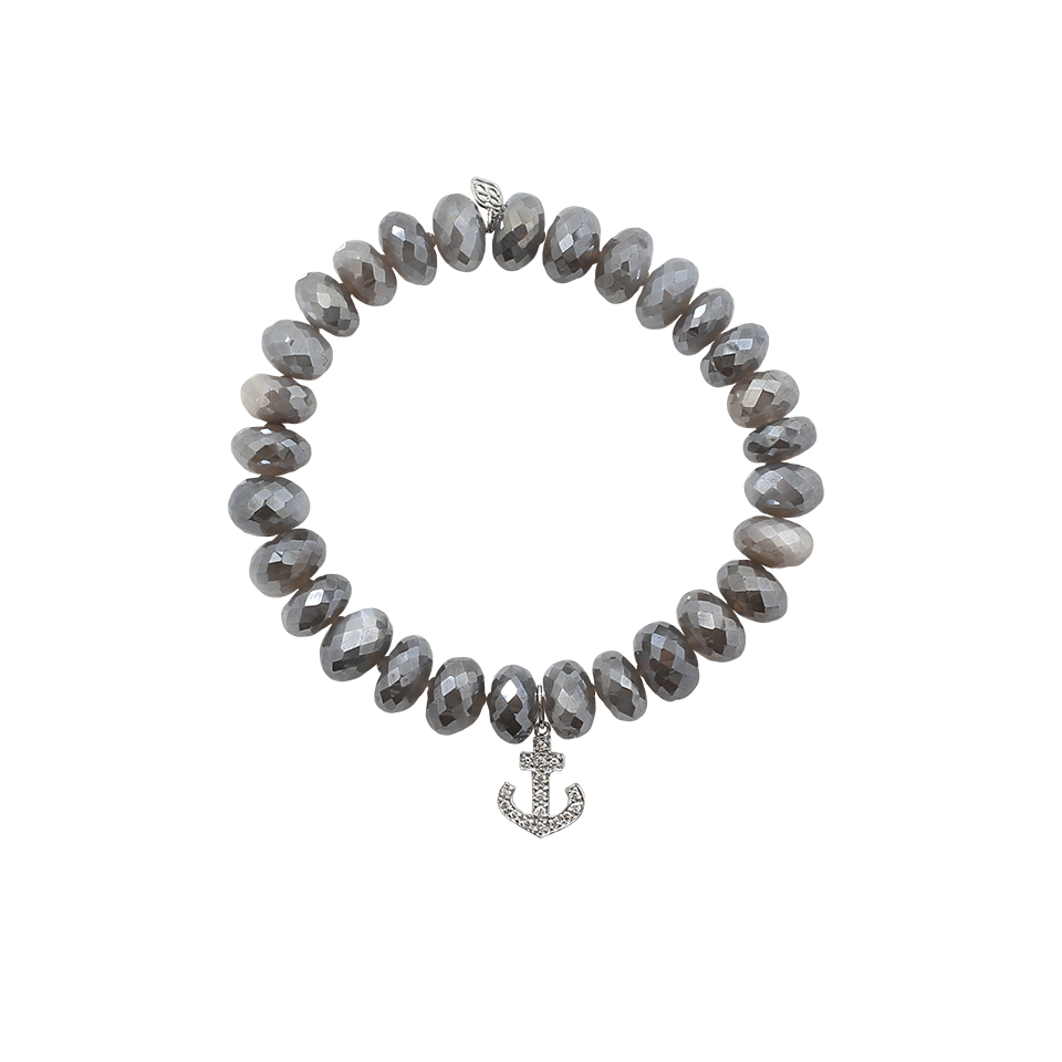 SYDNEY EVAN-Anchor Grey Moonstone Beaded Bracelet-WHITE GOLD
