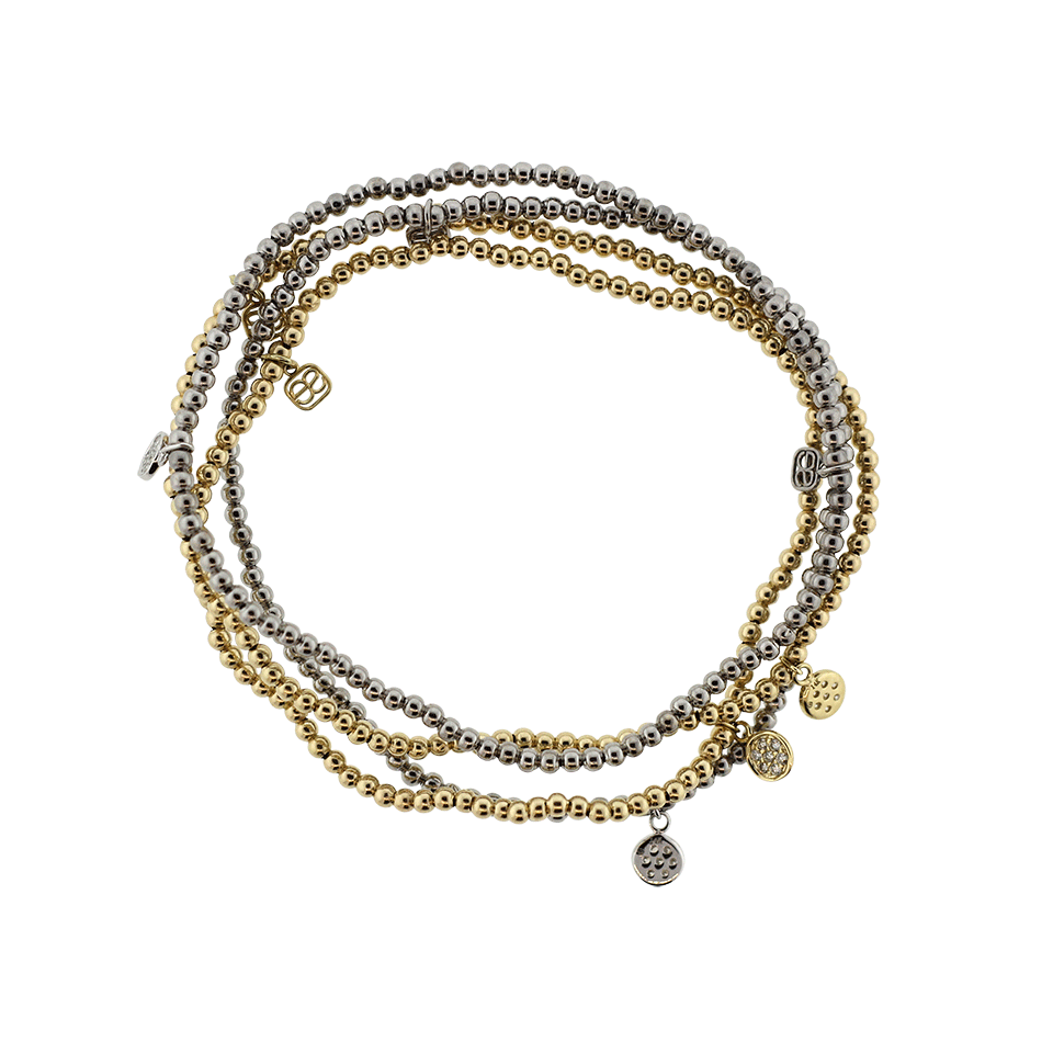 SYDNEY EVAN-Baby Diamond Disc Charm Beaded Bracelet-WHITE GOLD