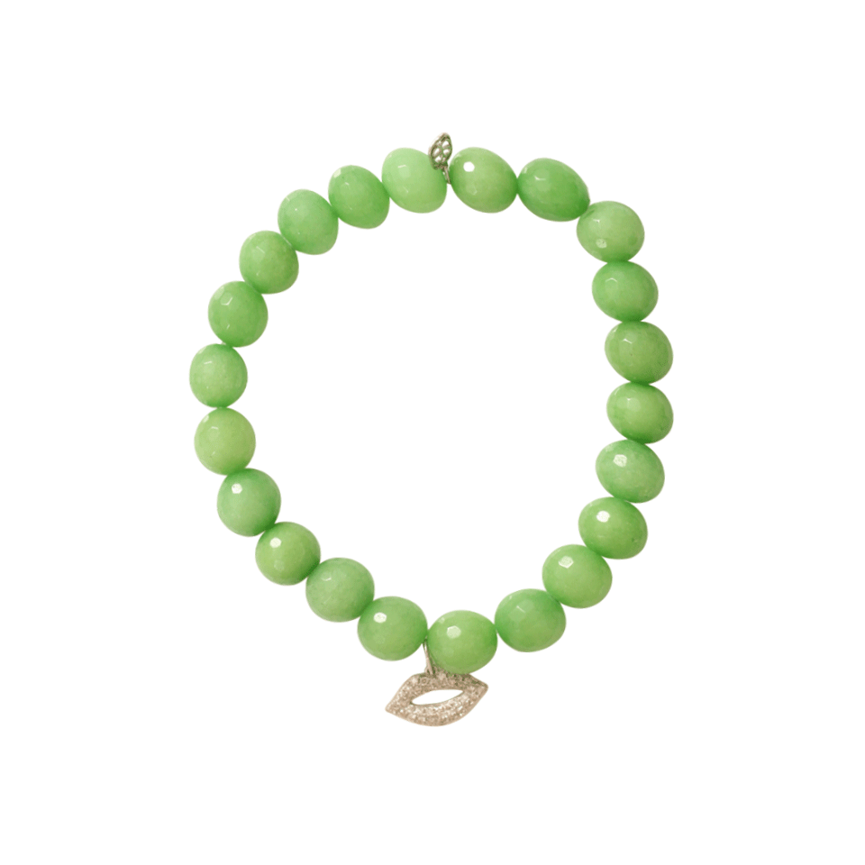 SYDNEY EVAN-Diamond Lips Beaded Bracelet-WHITE GOLD
