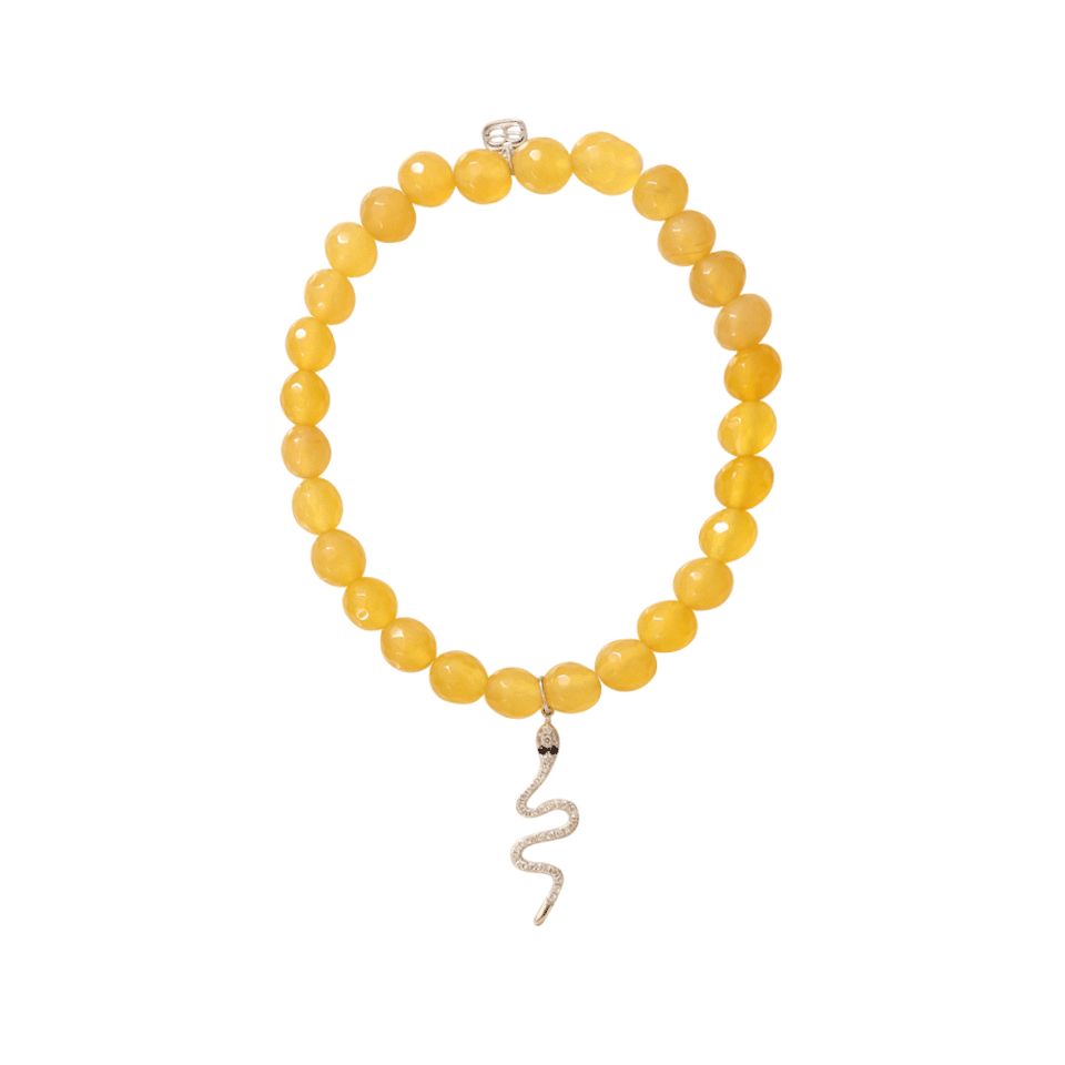 SYDNEY EVAN-Diamond Snake Beaded Bracelet-WHITE GOLD