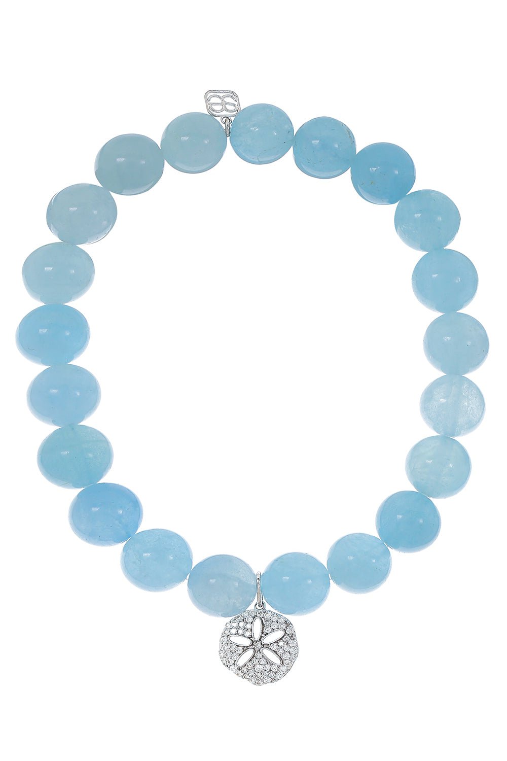 SYDNEY EVAN-Sand Dollar Aquamarine Charm Bracelet-WHITE GOLD