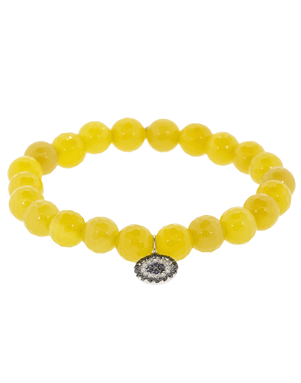 SYDNEY EVAN-Small Evil Eye Disc Charm Bracelet-WHITE GOLD