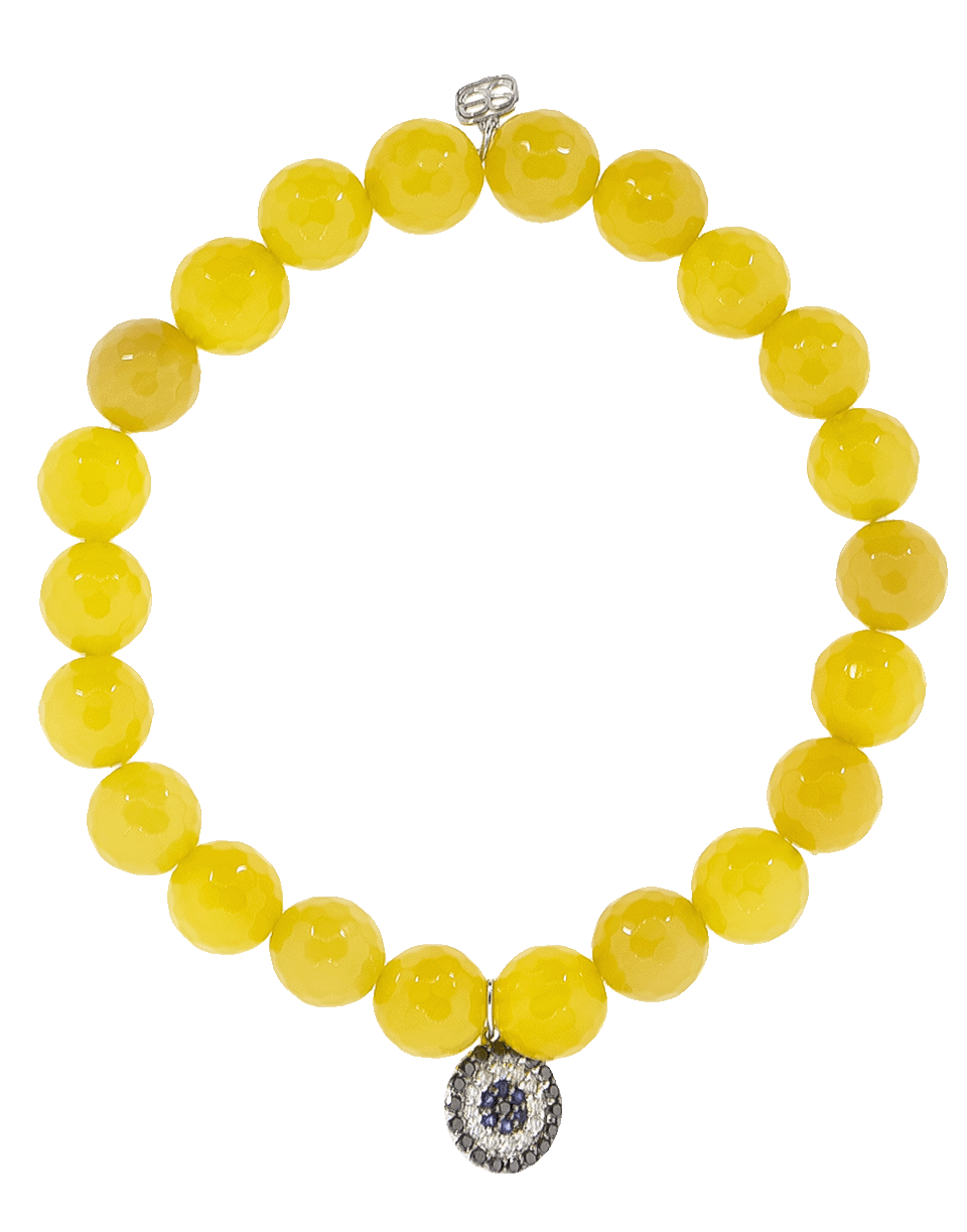 SYDNEY EVAN-Small Evil Eye Disc Charm Bracelet-WHITE GOLD