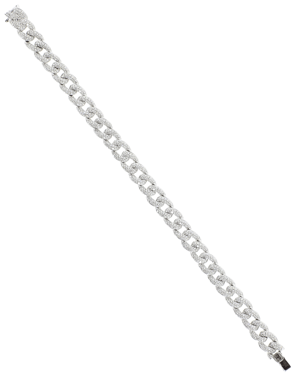 SYDNEY EVAN-Small Pave Diamond Link Bracelet-WHITE GOLD