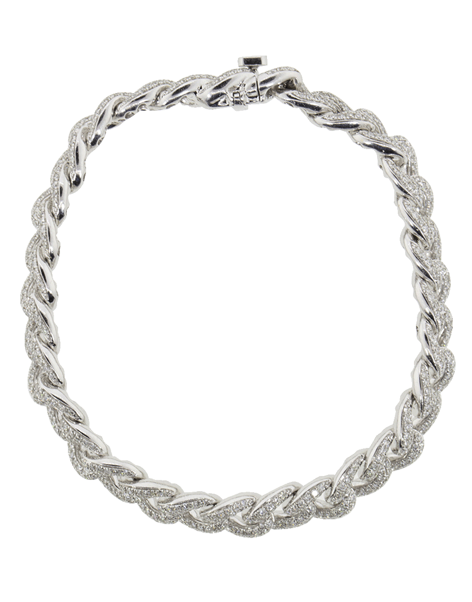 SYDNEY EVAN-Small Pave Diamond Link Bracelet-WHITE GOLD