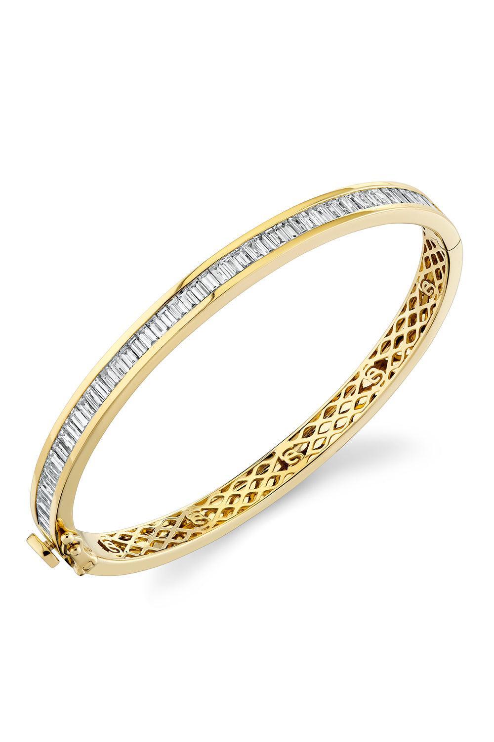Diamond Baguette Channel Set Bangle Bracelet-YELLOW GOLD-6-JEWELRYFINE JEWELBRACELET O-SYDNEY EVAN