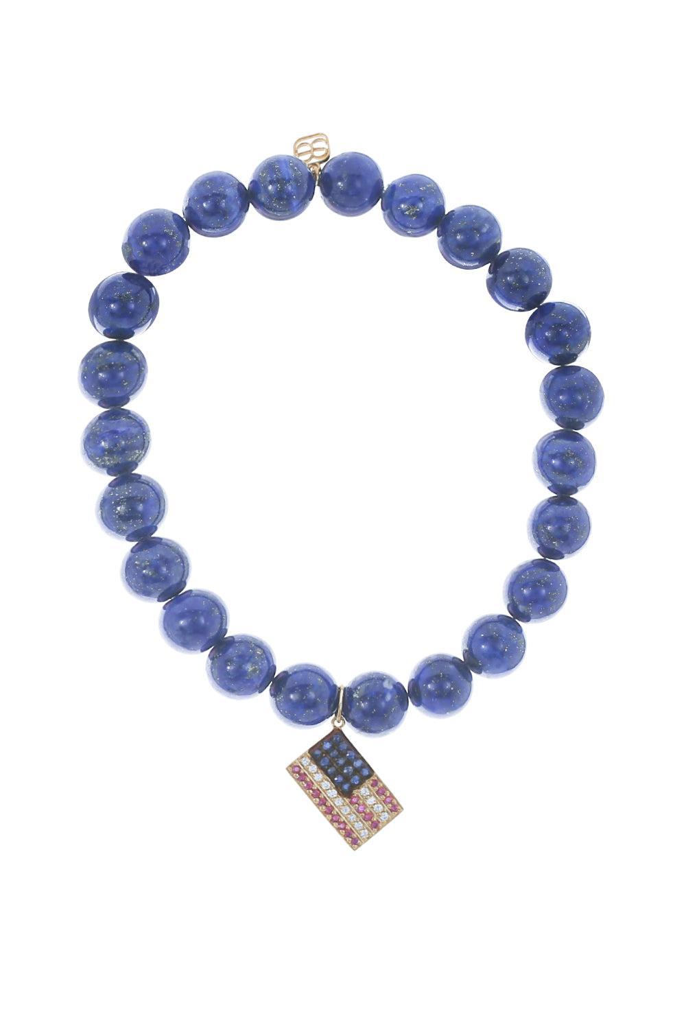 American Flag Lapis Charm Bracelet-YELLOW GOLD-JEWELRYFINE JEWELBRACELET O-SYDNEY EVAN