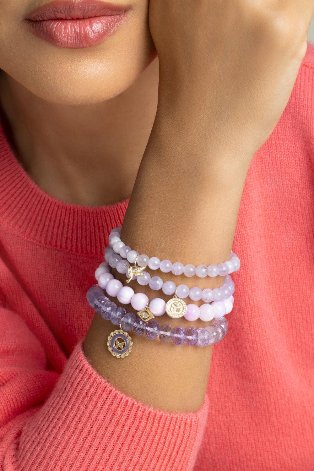 Amethyst Hummingbird Charm Bracelet-YELLOW GOLD-JEWELRYFINE JEWELBRACELET O-SYDNEY EVAN
