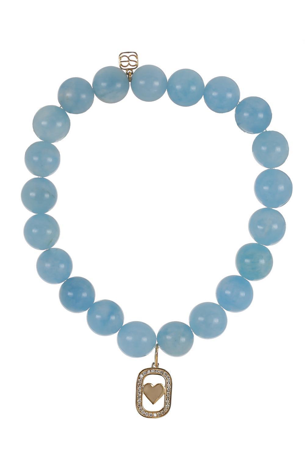 Aquamarine Heart Open Icon Charm Bracelet-YELLOW GOLD-JEWELRYFINE JEWELBRACELET O-SYDNEY EVAN