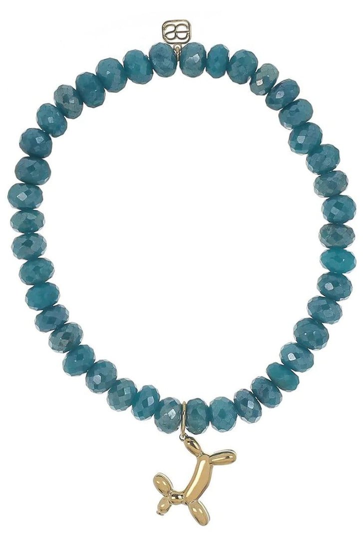 SYDNEY EVAN-Balloon Dog Teal Quartz Bracelet-YELLOW GOLD