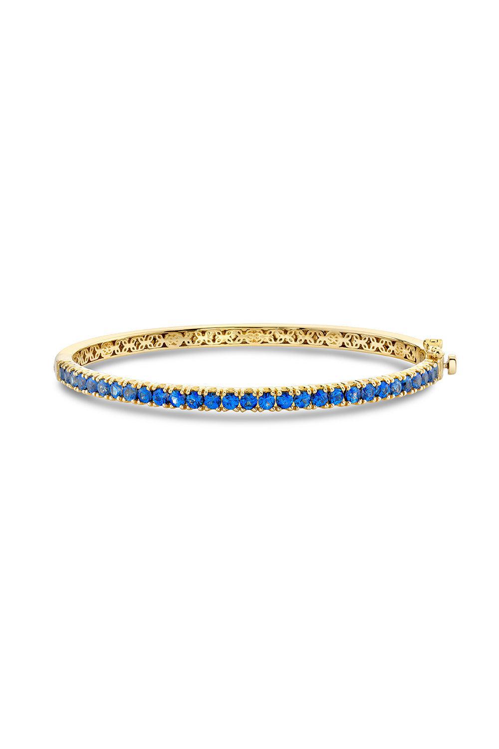 SYDNEY EVAN-Blue Sapphire Bangle Bracelet-YELLOW GOLD
