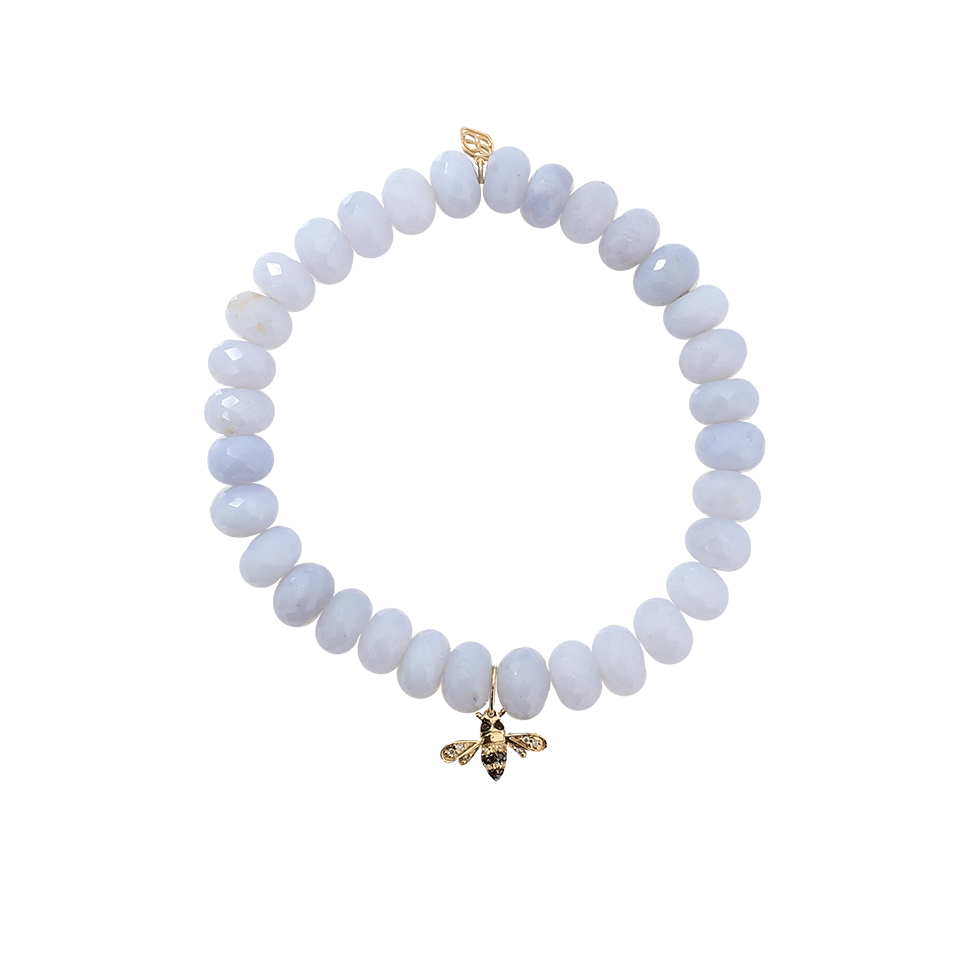 SYDNEY EVAN-Bumble Bee Blue Chalcedony Beaded Bracelet-YELLOW GOLD
