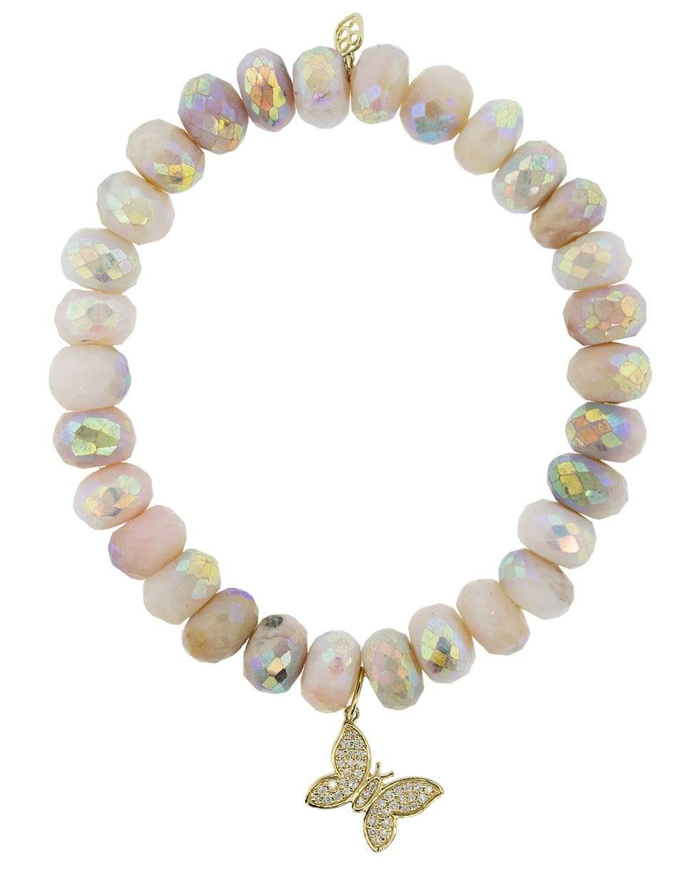 SYDNEY EVAN-Butterfly Charm Pink Opal Bracelet-YELLOW GOLD
