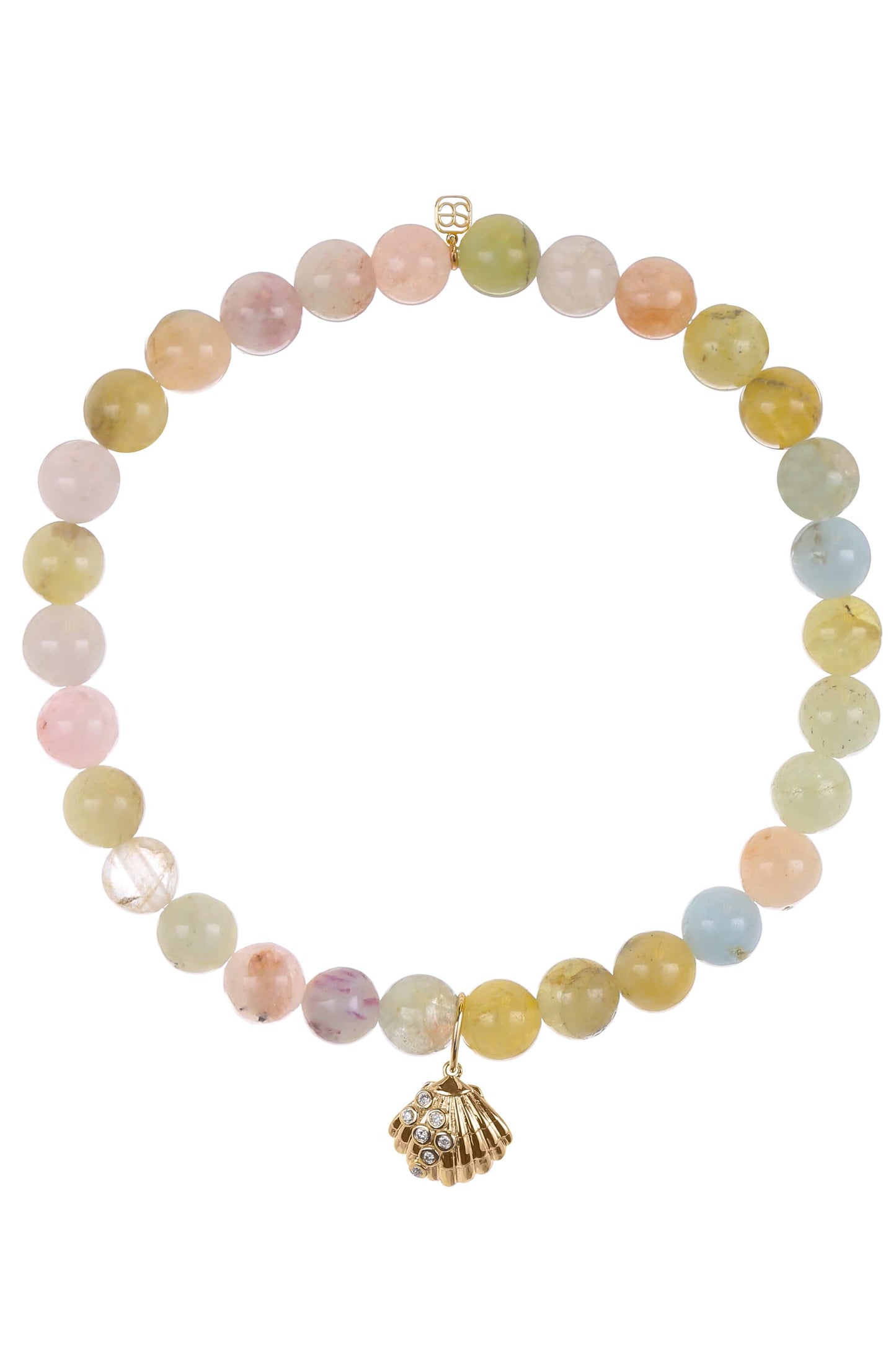 SYDNEY EVAN-Clam Shell Charm Bead Bracelet-YELLOW GOLD