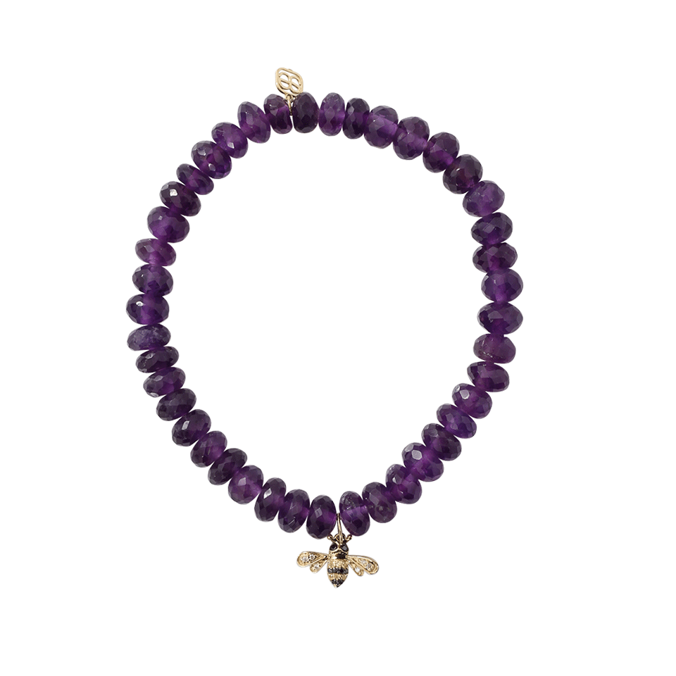 SYDNEY EVAN-Diamond And Sapphire Bee Beaded Bracelet-YELLOW GOLD