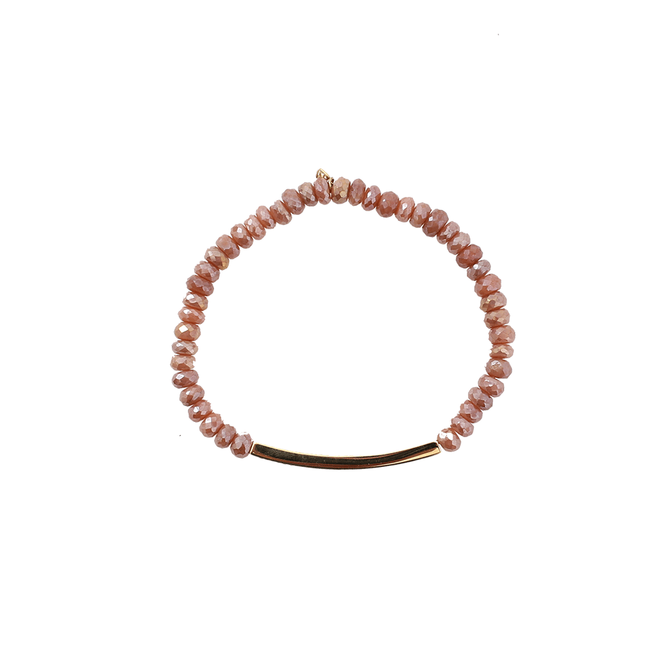 SYDNEY EVAN-Diamond Bar Brown Silverite Beaded Bracelet-YELLOW GOLD