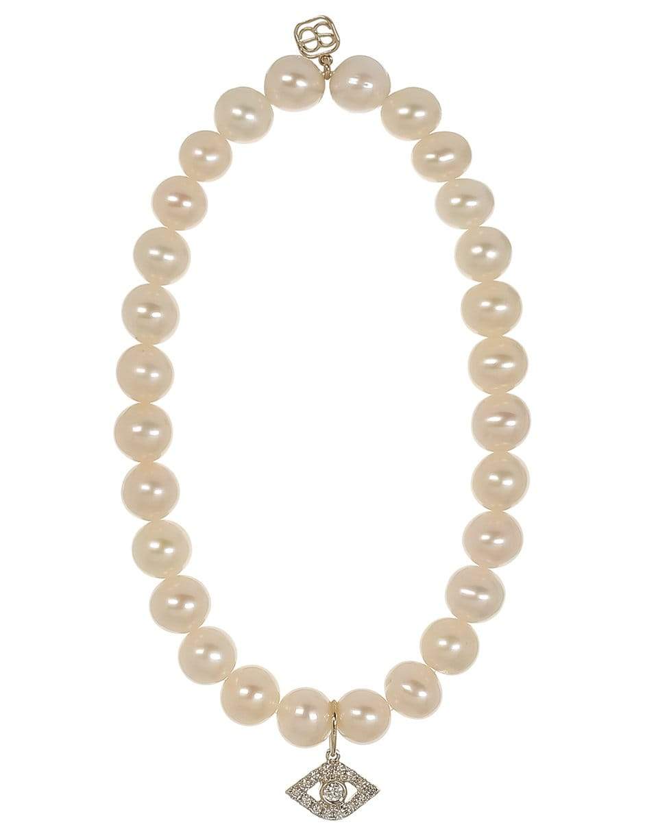 SYDNEY EVAN-Diamond Evil Eye Pearl Bead Bracelet-YELLOW GOLD
