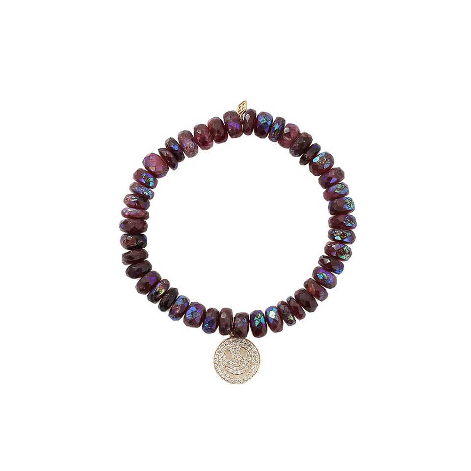 SYDNEY EVAN-Diamond Happy Face Garned Beaded Bracelet-YELLOW GOLD