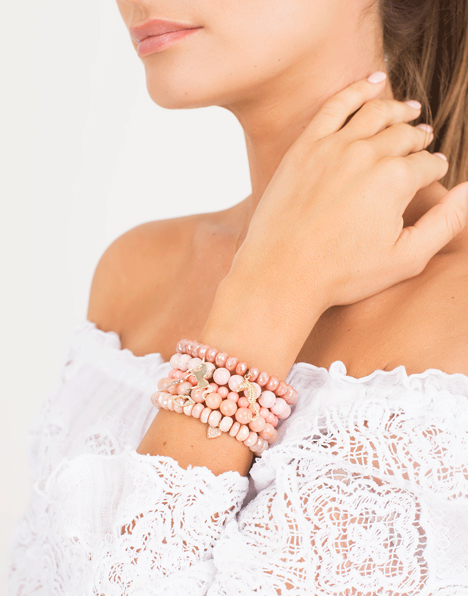 SYDNEY EVAN-Diamond Lips Beaded Bracelet-YELLOW GOLD