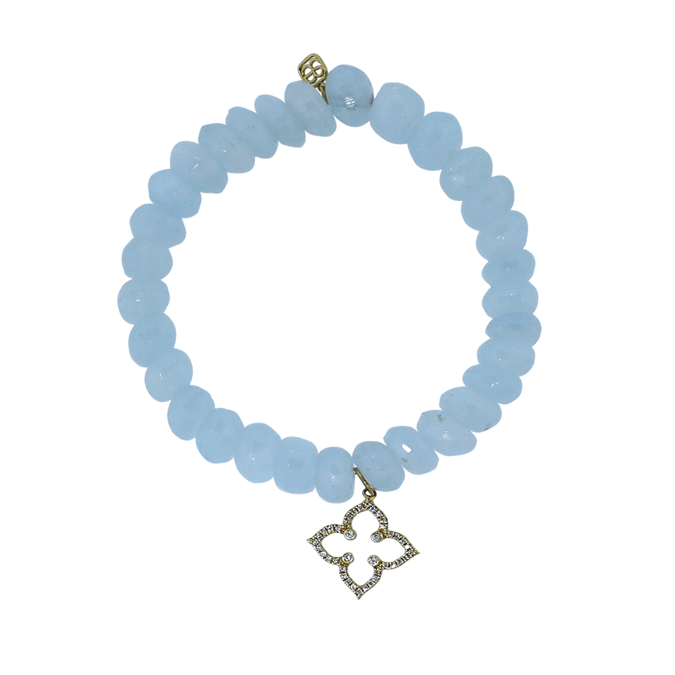 SYDNEY EVAN-Diamond Moroccan Star Aquamarine Beaded Bracelet-YELLOW GOLD