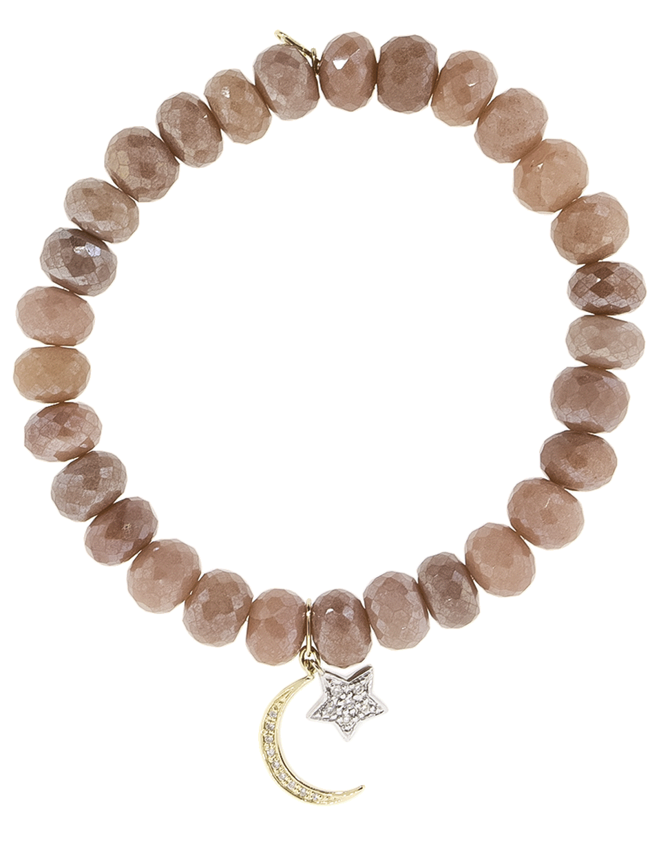 SYDNEY EVAN-Diamond Pave Moon And Star Charm Bracelet-YELLOW GOLD